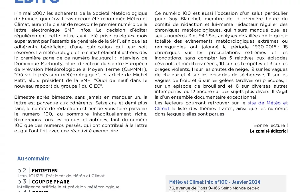 100 METEOetCLIMAT INFO_Janvier 2024